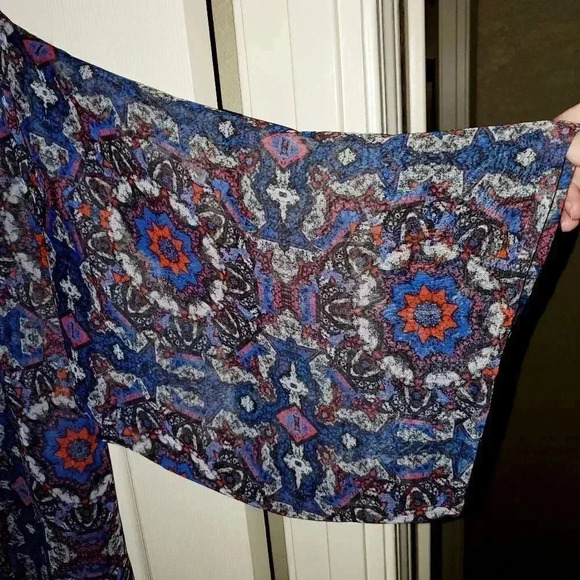 TOPSHOP Red & Blue Print Kimono Swim Beach Dress Tank Cover-up Top 8 or M L - Picture 3 of 7